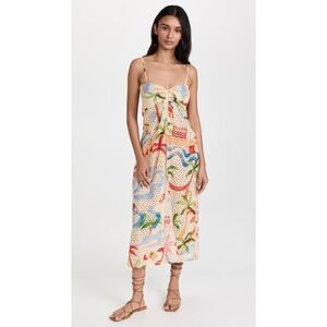 NWT Farm Rio Copacabana Cover Up Eyelet Tropical Print Maxi Dress, Size XS